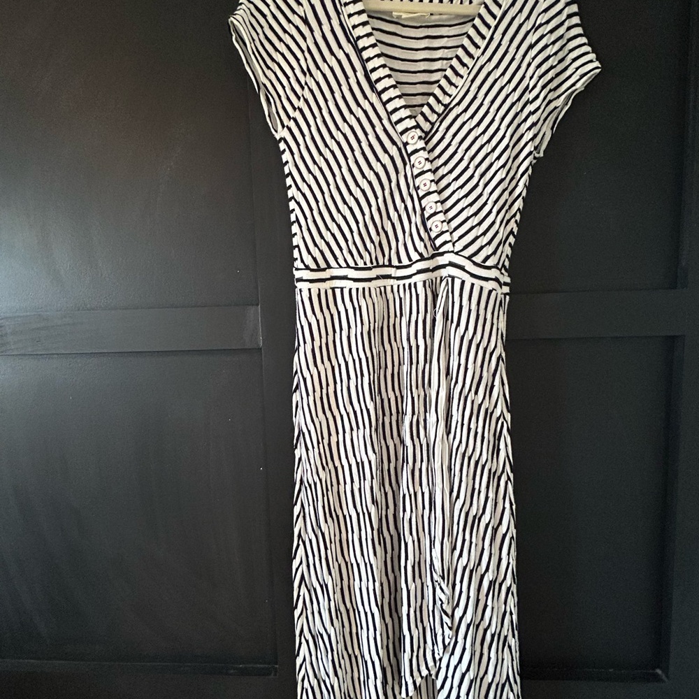Anthropologie Black and White Striped Midi Dress